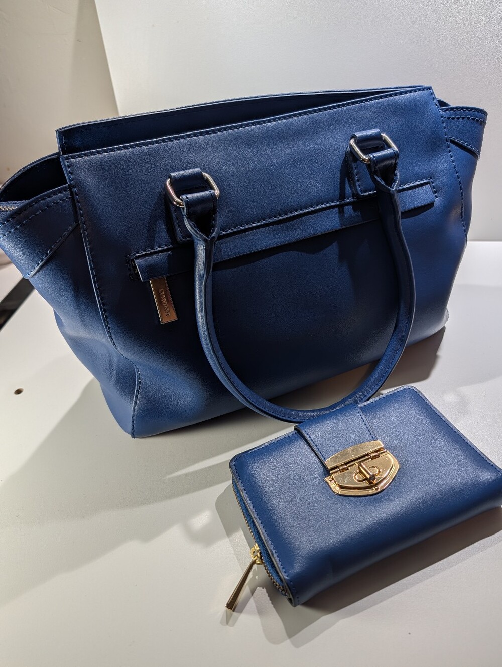 Blue Danier leather purse and wallet as is with dust bag
